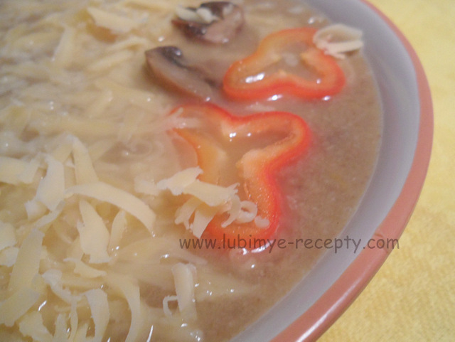 Рецепт тыквенный суп-пюре с грибами и болгарским перцем